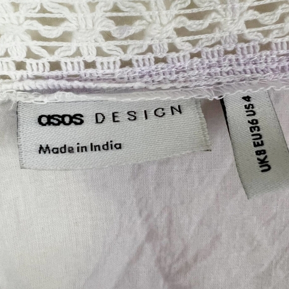 🇺🇸 ASOS Design Short Sleeve Lace Insert Top in Purple Tie Dye Size 4-NWOT ☑️ - Picture 6 of 8